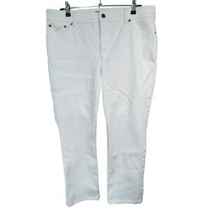 Lauren Ralph Lauren Womens White Straight Leg Stretch Denim Jeans Size 14
